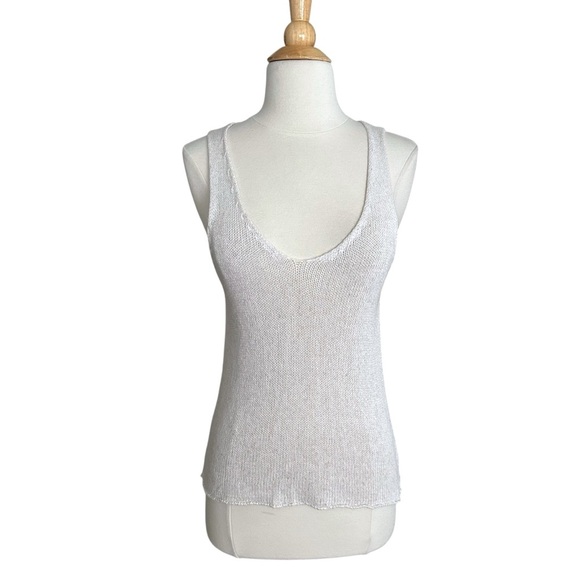 Made In Italy Natural Knit Tank Top Cotton Flax Linen Blend Coastal Minimalist - Picture 2 of 11